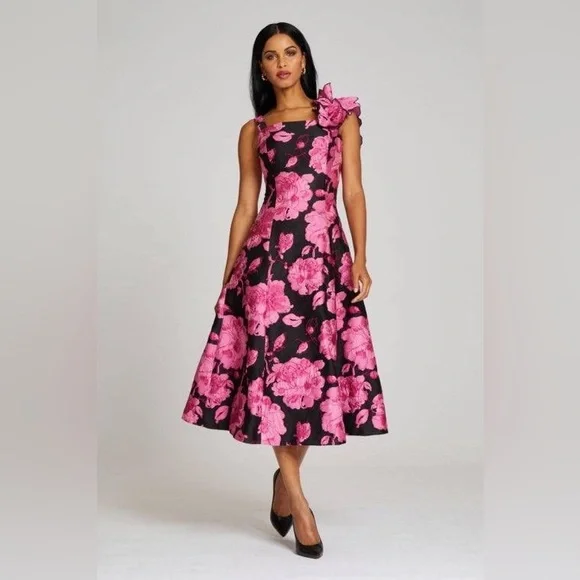 Teri Jon by Rickie Freeman Floral Fit and Flare Dress